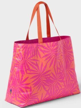 Open Story Water Resistant Reversible Tote Bag - Pink/Coral Palm Tik Tok Viral